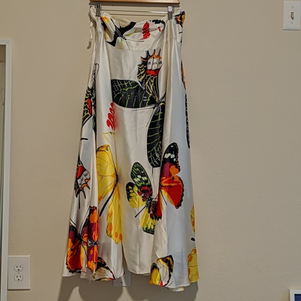 Neiman Marcus Exclusive Butterfly Silk Skirt